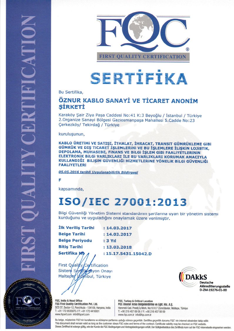 ISO 27001 INFORMATION SECURITY CERTIFICATE