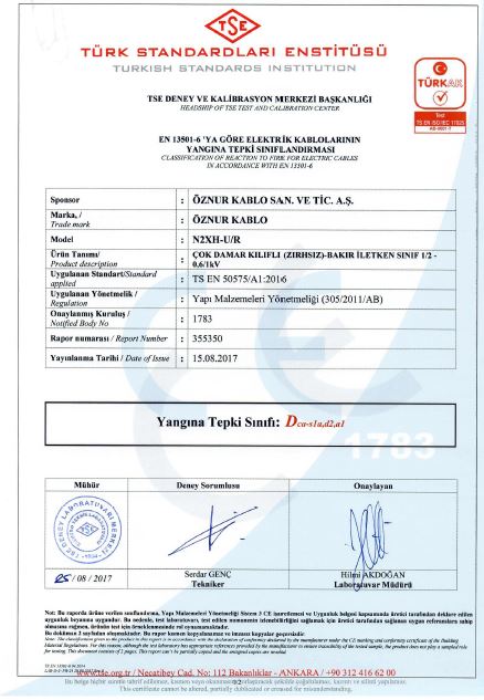 N2XH Dca,S1a,d2,a1 MULTI-CORE TSE CPR CERTIFICATES