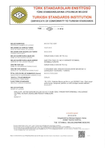 052XZ1-F TSE CERTIFICATES