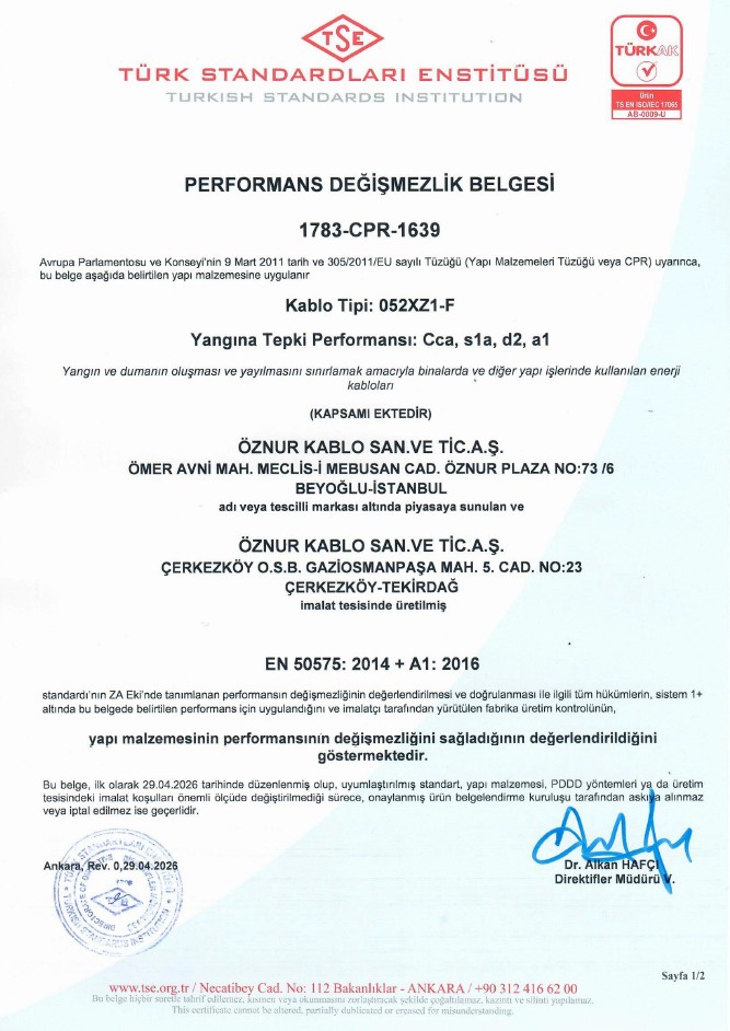 052XZ1-F B2ca,s1a,d1,a1 TSE CPR CERTIFICATES